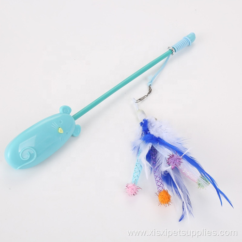 Cat stick with feather replacement head cat toys